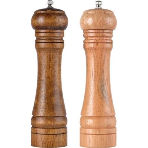 Salt and Pepper Grinders,Oak Wooden Salt and Pepper Mills Shakers Ceramic Rotor with Strong Adjustable Coarseness[Set of 2]