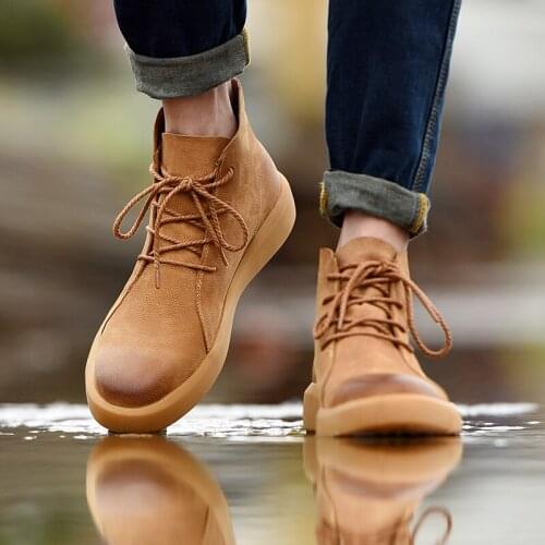Leather Boots Mens Chelsea Boots Leather Casual Men Cowboy Winter For Mens Shoes Waterproof Suede Cotton Home