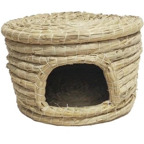 Natural Straw Woven Bird Nest Poultry Incubation Bed Bird Breeding House For Pigeon Parrot Hamster Squirrel Pet Supplies