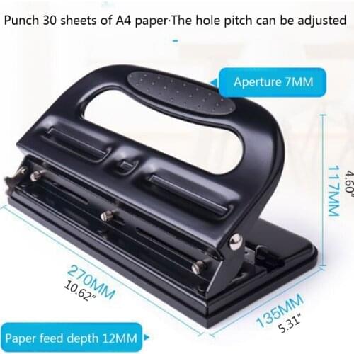 Office Round 3-hole Puncher with Positioning Scale Chip Tray Aperture 7mm