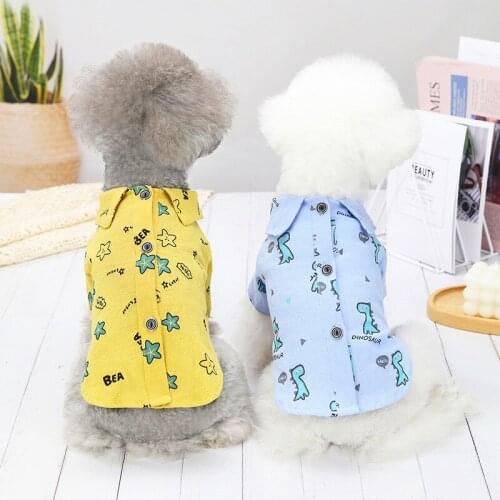Wholesale New Spring Summer S Dog Clothes For Small Dogs Boy Girls Teddy Yellow Print Shirt Costume Puppy Outfit Pet Clothing