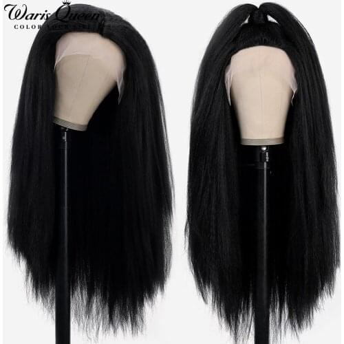 Lace Front Wig Long Yaki Black Synthetic With baby Hair Heat Resistant Natural Daily Use Cosplay Frontal Wigs For Black Women