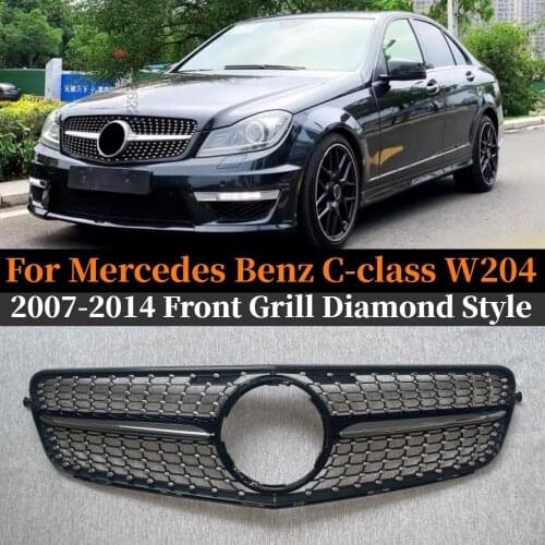 Front Grill For Mercedes Benz C Class W204 07 2008 2009 2010 2011 2012 2013 2014 C180 C200 C250 C300 C350 Diamond Style Grilles