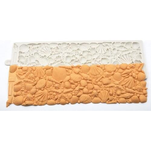 PRZY Silicone Fondant Cake Mold Ocean Series Large Conch Starfish Shell Sea Shell Silicone Molds Marine Fondant Baking Mold 001