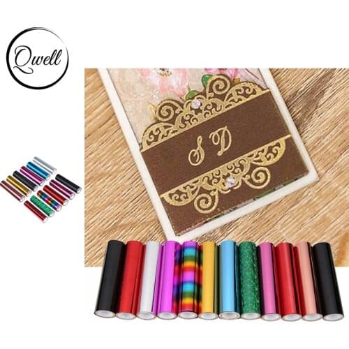 QWELL 5m*15cm Various Colorful Foil Transfer Sheets Glimmer Foil Hot Stamping Foil Roll For DIY Craft Cards Paper Leather 2020