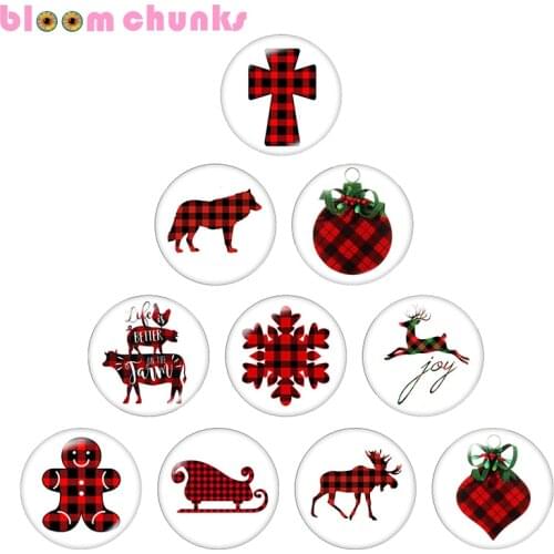 Christmas 12mm/18mm/20mm/25mm Round glass cabochon flat back Making snap button B7267