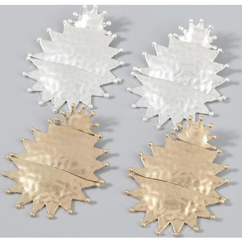 Pauli Manfi Fashion Metal Round Flower Earrings Womens Popular Retro Multi-layer Dangle Earrings Banquet Accessories