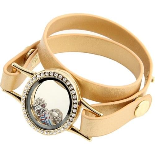 SHUYANI 10pcs /lot New Arrival Magnetic Floating Locket Bracelet Twist Leather Unisex bangles