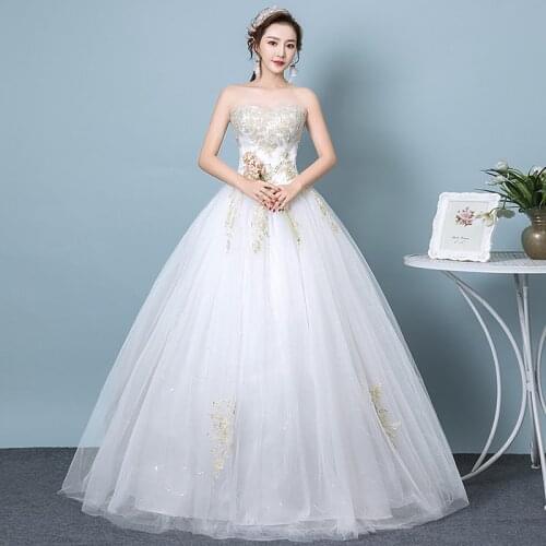 Wedding Dress Ball Gowns Women Lace Up Embroidery Wedding Dresses New Bride Princess Simple Strap Dresses