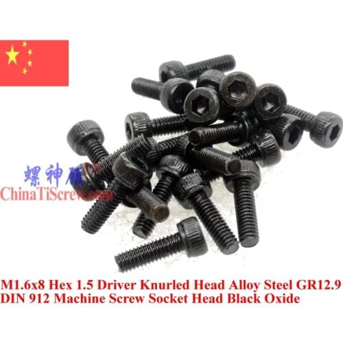DIN 912 Grade 12.9 screw M1.6x3 M1.6x4 M1.6x5 M1.6x6 M1.6x8 M1.6x10 M1.6x12 Black Oxide 100 pcs