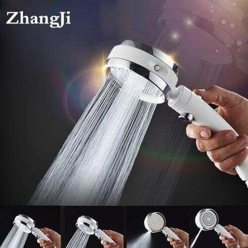 ZhangJi 4 Functions Free Rotating Switch Modes Stop Button High Pressure Water Saving Silicone Holes Spray Nozzle Shower Head