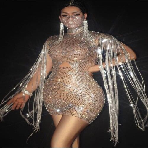 Women sexy party shinning dress Sparkly stage show dress nightclub dance show wear