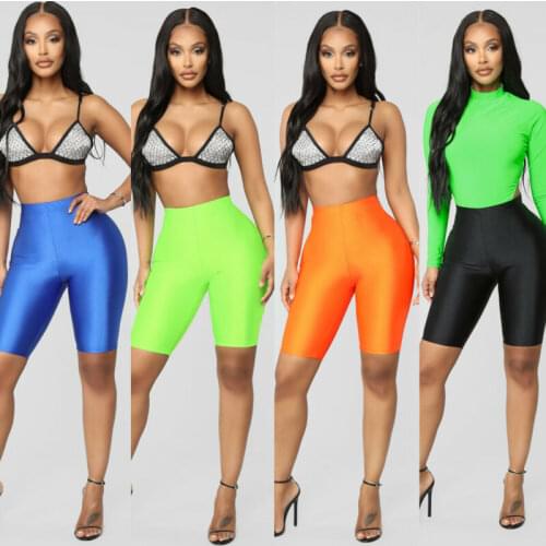 New Style Women Yoga Shorts Stretch Biker Bike Shorts Workout Spandex Knee Length Solid Skinny High Waist Gift Fashion Hot 2019