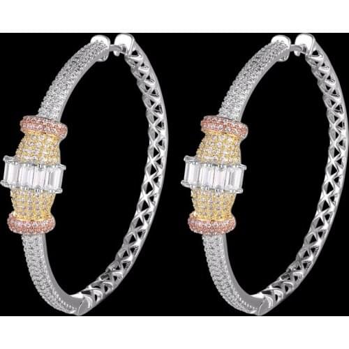 Zlxgirl Fashion Russian Design Gold copper Earring for women gifts AAA Mirco Paved zircon Bridal Earrings mix plated Ear Cuff