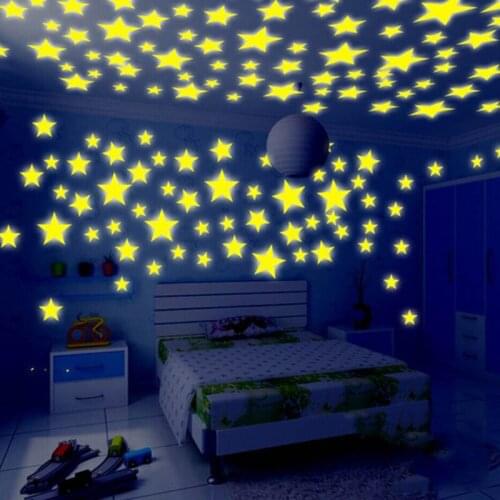 100pcs Kids Wall Stickers Decal Glow In The Dark for Baby Kids Bedroom Home Decor Stars Luminous Fluorescent Wall Stickers Decal