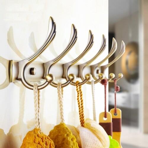 3-6 Hooks Bathroom/kitchen towel hooks on the door, Wall Zinc-Alloy hooks for hanging clothes, Retro European antique robe hooks