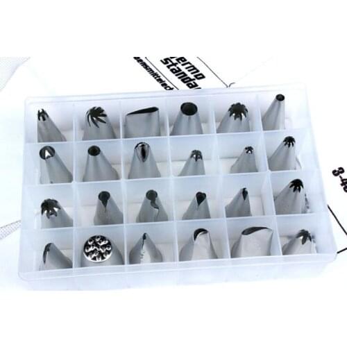 50Sets/lot Stainless Steel Nozzles 24PC/Set Icing Pen Cake Decorating Tools Nozzles Set Pastry Baking Tool DIY Pastry Tips Set