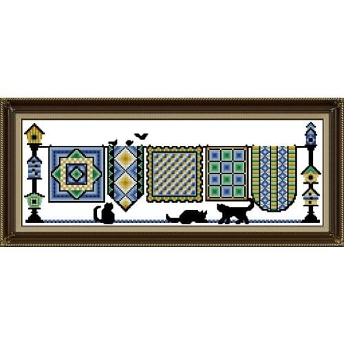 FREE Shipping Top Quality popular counted cross stitch kit black cats airing quilts blanket bedsheet
