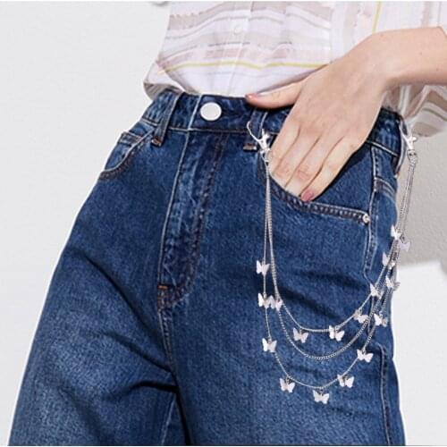 Punk Buttefly Waist Chains For Women Teens Girls Punk Multi-layer Pans Jeans Chain Waist Band Daily Party Fashion Jewelry