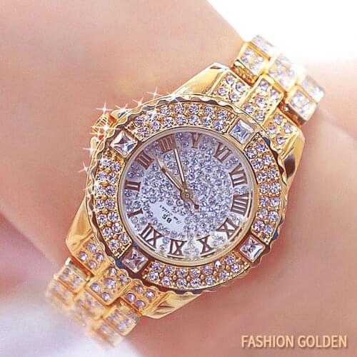 BS Gold Diamond Women Watches Elegant Ladies Quartz Watch Top Brand Luxury Crystal Watch Female Montre Femme Gift For Girls 2021
