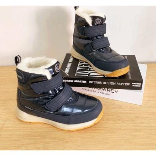 Childrens snow boots real natural wool waterproof snow boys girls winter boots -30 degrees non-slip warm size 32 to 37 wallvell