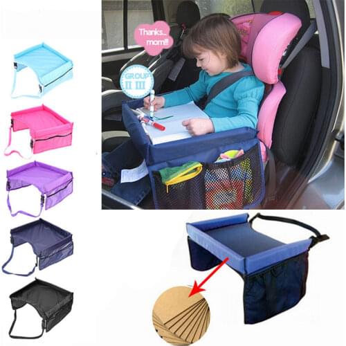 Baby Kids Car Tray Plates Portable Waterproof Dining Drink Table for Kids Car Seat Child Cartoon Toy Holder Storage Baby Fence