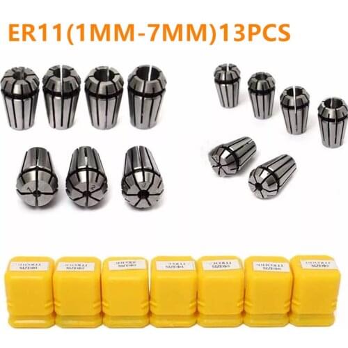 ER11 (1mm-7mm) 13PCS precision collet chuck 0.008mm, used for CNC milling tool holder engraving machine spindle motor ER
