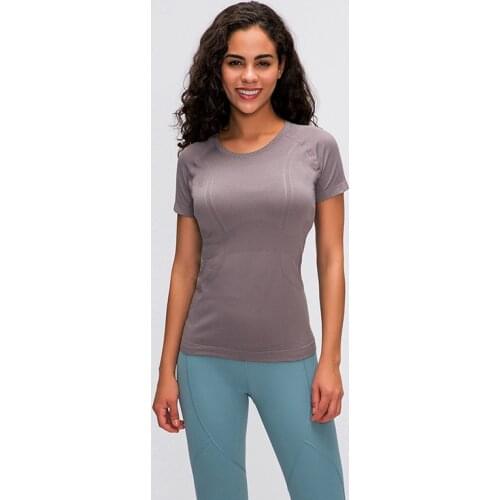 2021 spring and summer new ladies short-sleeved round neck sports T-shirt running fitness tops Slim breathable yoga short-sleeve
