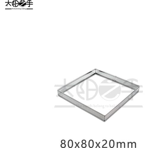 80x80x20mm Square Perforated Tart Ring 304 Stainless Steel Tart Ring Tartlet Mold Make Square Fruit Pie Egg Tart