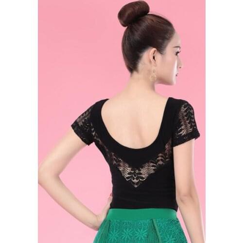 New Latin Dance Costume Modern Dance Female Adult Gongfu Waltz Dance National Standard Dance Short-sleeved Top YT0404