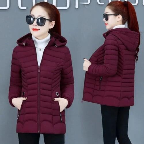 2021 New Winter Jacket Womens Snow Coat Down Cotton Coats Female Short Hooded Zipper Thick Warm Cotton Padded Jacket Parkas