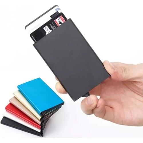 Anti Rfid Blocking Card Holder Aluminium Alloy id card holder Automatic pop-up Card Case Metal Credit Card Holder