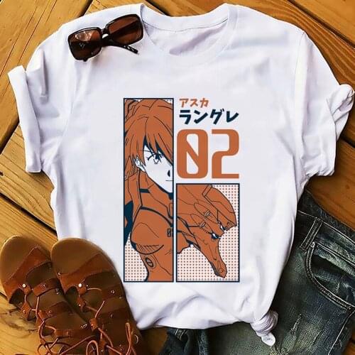 Cute Asuka Langley Soryu funny anime t shirt men white casual tshirt homme eva manga Shikinami Rangure unisex streetwear t-shirt