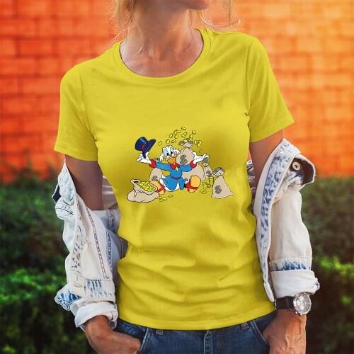 Fashion Outdoor Casual Disney Women T-Shirts Scrooge McDuck Printing Four Seasons Top Clothes O-Neck Short Sleeve T Shirt Female