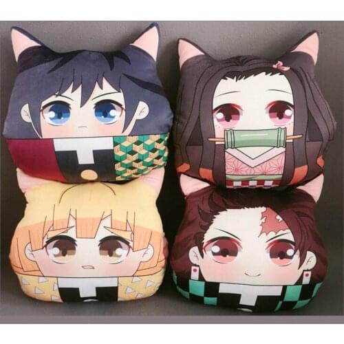 Anime Demon Slayer Hand Warmer Plush Pillow Stuffed Winter Kimetsu No Yaiba Plush Toys Kamado Tanjirou Nezuko Hashibira Inosuke
