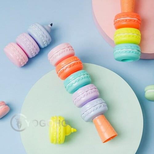 6Pcs/Lot Lovely Macaron Highlighter Pen Set Fluorescent Color Marker Liner Pens for Drawing Paint Art Kid Gift School Supplies