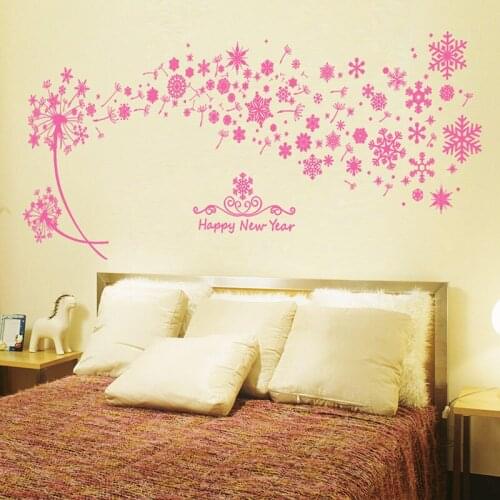 Pink Dandelion flowers wall sticker Vinyl DIY art wall decals For Living room Bedroom TV background wall home decor sticker