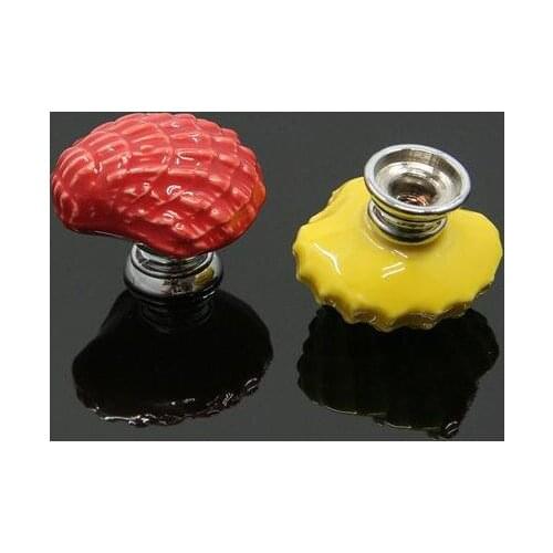 New Childrens Room Ceramic Handle Pink White Shell Shaped Single Hole Cabinet Door Wardrobe Drawer Handles DIY Furniture Pulls