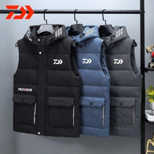 Daiwa The New Winter Clothing 2020 Mens Cotton Vest Fishing Jacket with Thick Down Cotton Thermal Cotton Fishing Clothes