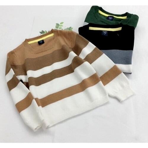 Autumn Toddler Boys Sweaters Long Sleeve Cute Girls Pullovers Jumper 100% Cotton Striped Knitwear Coat Tops Boys Sweater 1-5T