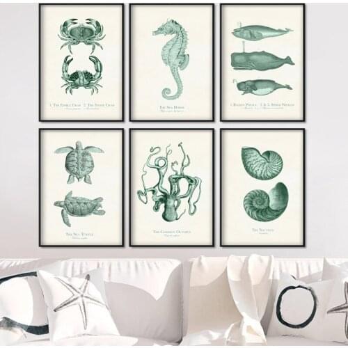 Animal Poster Canvas Painting Seahorse Fish Nordic Style Waterproof Ink Print Art Hd Painting Modern Bedroom Wall Stickers