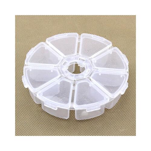1Pc 8 Slots Storage Plastic Box Round 8 Compartment Organizer Storage Loom Bands Craft Nail Art