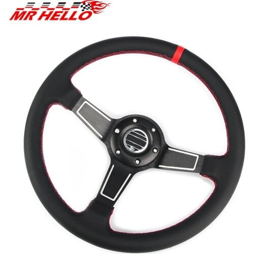 High Quality 14'' 350mm Black Real Leather ND Rally Tuning Drift Racing Steering Wheel SPCO