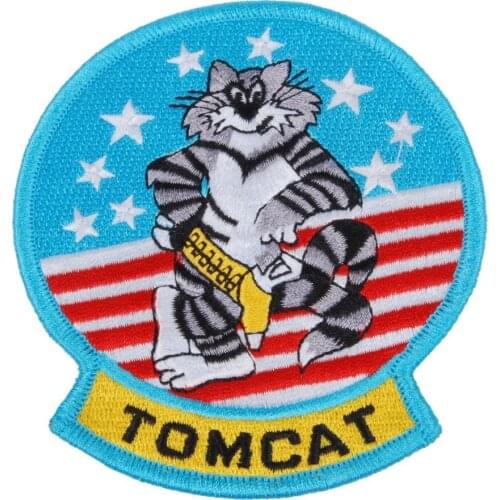 US United States Military Tomcat Embroidered Patch Color Blue