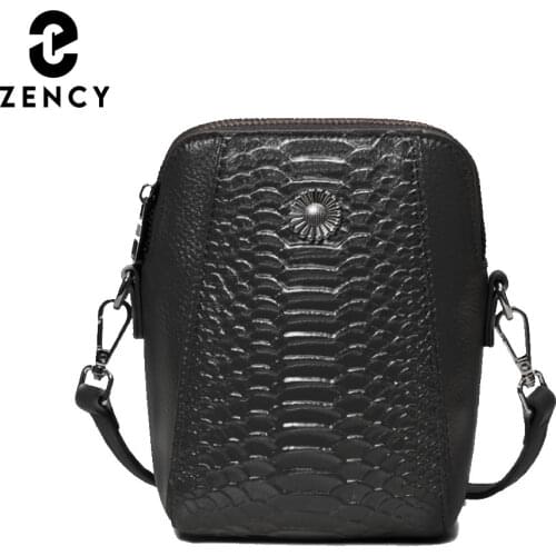 Zency Genuine Leathet Alligator Simple Fashion Shell Crossbody Bags for Women New Flower Small Mobile Phone Shoulder Bag Ladies