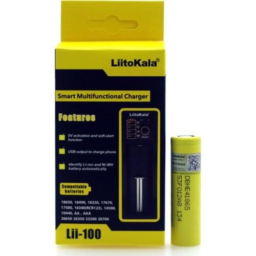 Liitokala Original HE4 2500mAh Li-ion Battery 18650 3.7V Power Rechargeable batteries Max 35A discharge+Lii-100 smart charger