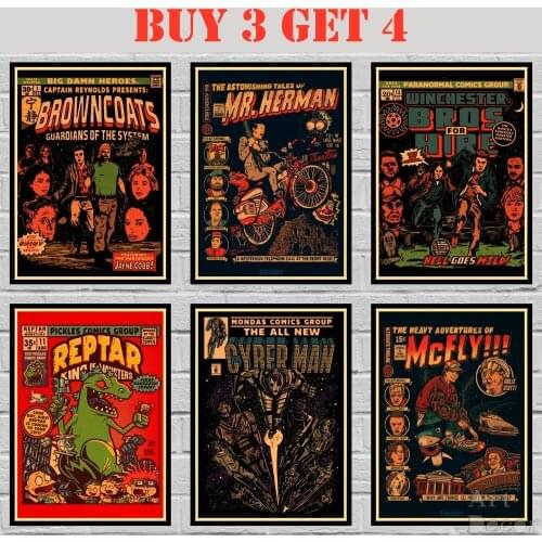 Vintage Comic Book Covers Poster Kraftpaper Homedecal Art Painting Abstract Fancy Wall Sticker 42X30cm