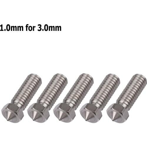 Volcano Extra Lengthen stainless steel M6 Nozzle All Metal 1.0mm for 3.0mm