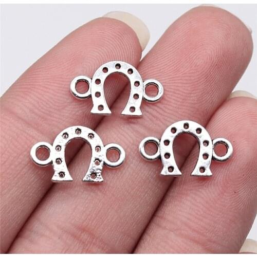 WYSIWYG 20pcs 16x9mm Antique Silver Color Horseshoe Connector Charms For Jewelry Making DIY Jewelry Findings