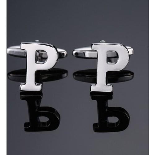 DY new High grade brand Brass material Silvery letter P Cufflinks Mens French shirt Cufflinks free shipping